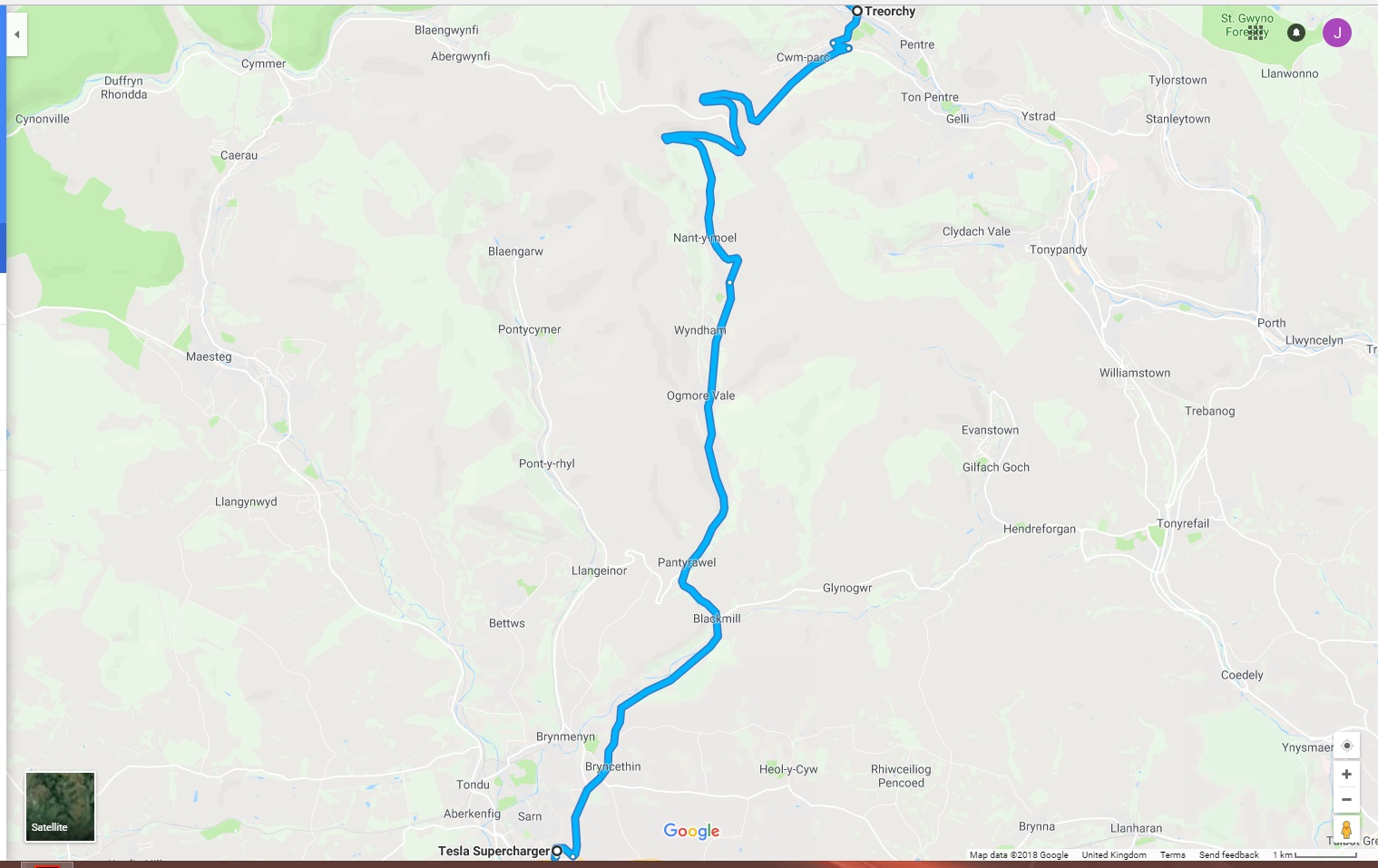 Stage 1.  Sarn - Treorchy (A4061)
